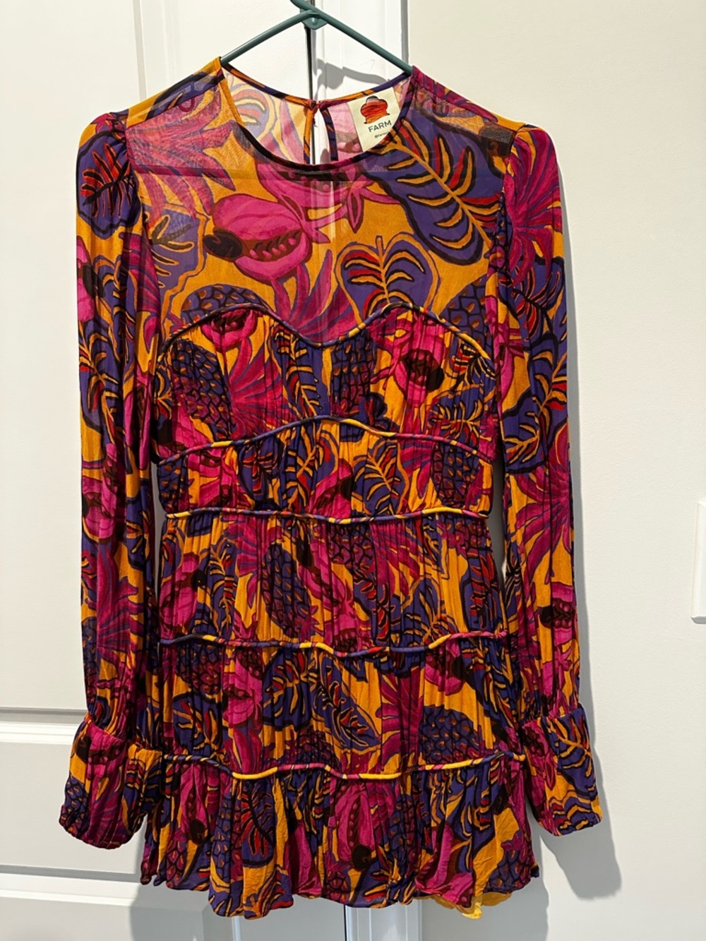 FARM Rio Multicolor Floral Blouse - Fuchsia, Mustard & Purple
